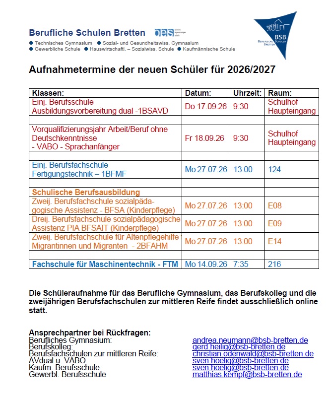 Schüleraufnahmetermine 26-27_Aushang und Homepage_02
